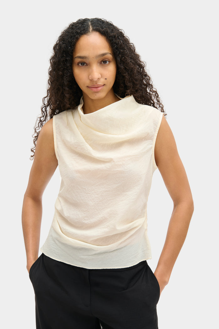Dana Semi-Sheer Draped Top