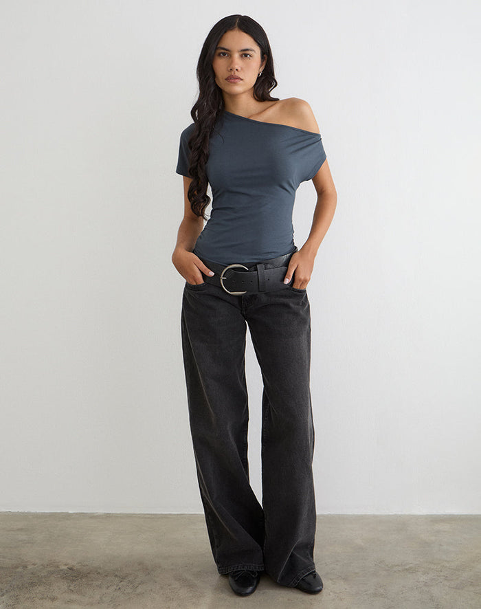 Image of Danama One Shoulder Top in Jersey Ocean Storm