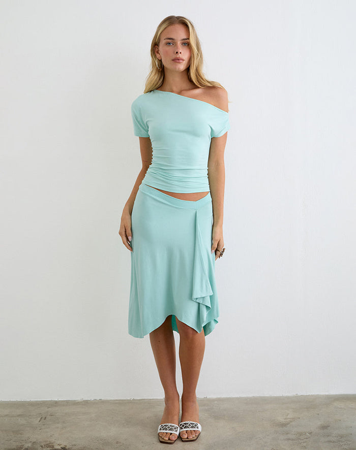 Image of Danama One Shoulder Top in Rayon Jersey Aqua