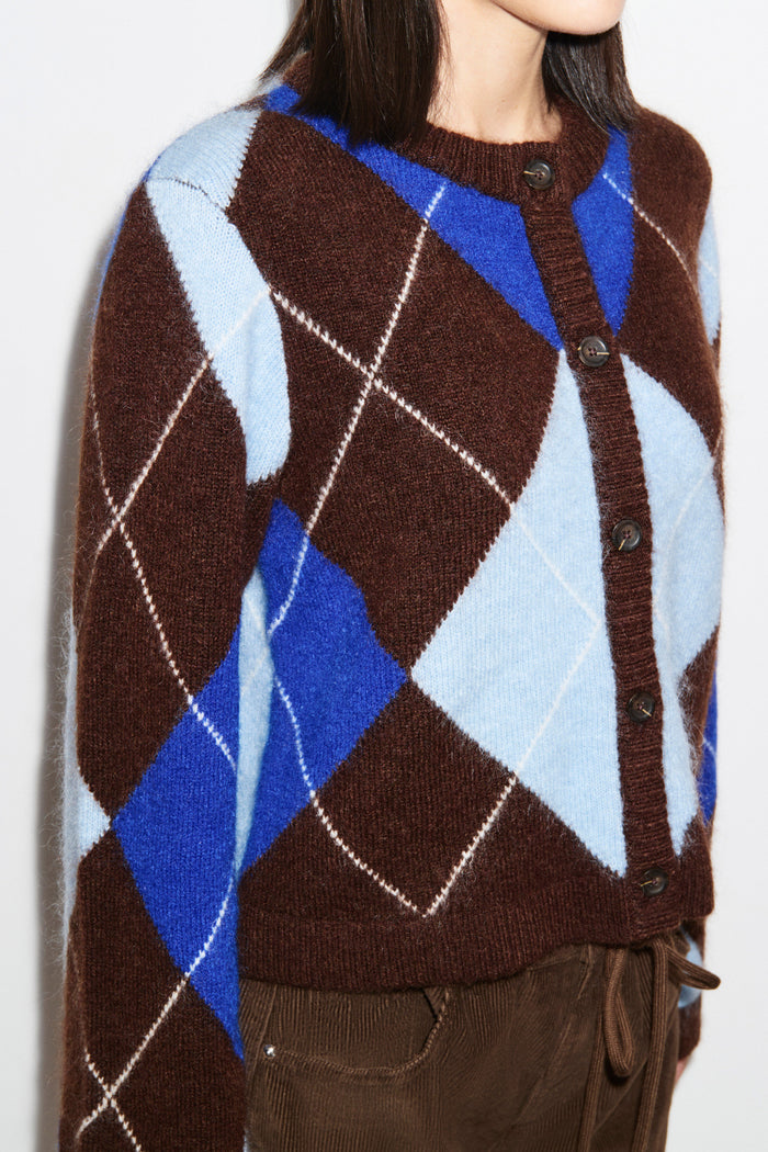 Deana Knitted Argyle Cardigan