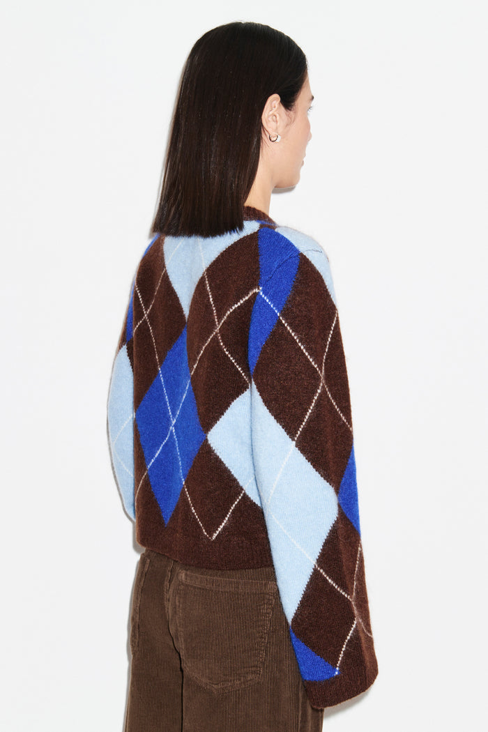 Deana Knitted Argyle Cardigan