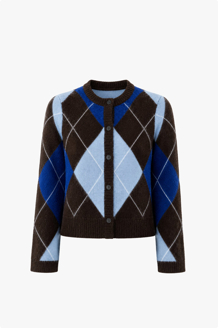 Deana Knitted Argyle Cardigan