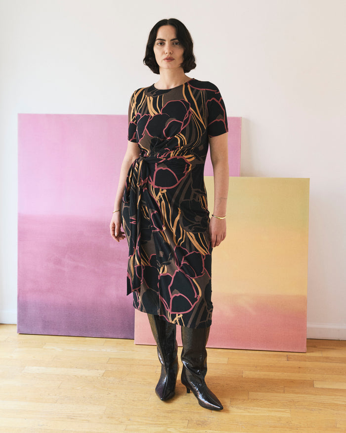 Delilah Liquid Jersey Dress - Poppy Field Print | Plus Size & Straight Size Women's Fashion | Universal Standard