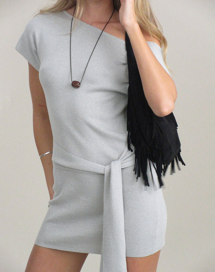 Image of Derana Mini Dress in Silver Shimmer