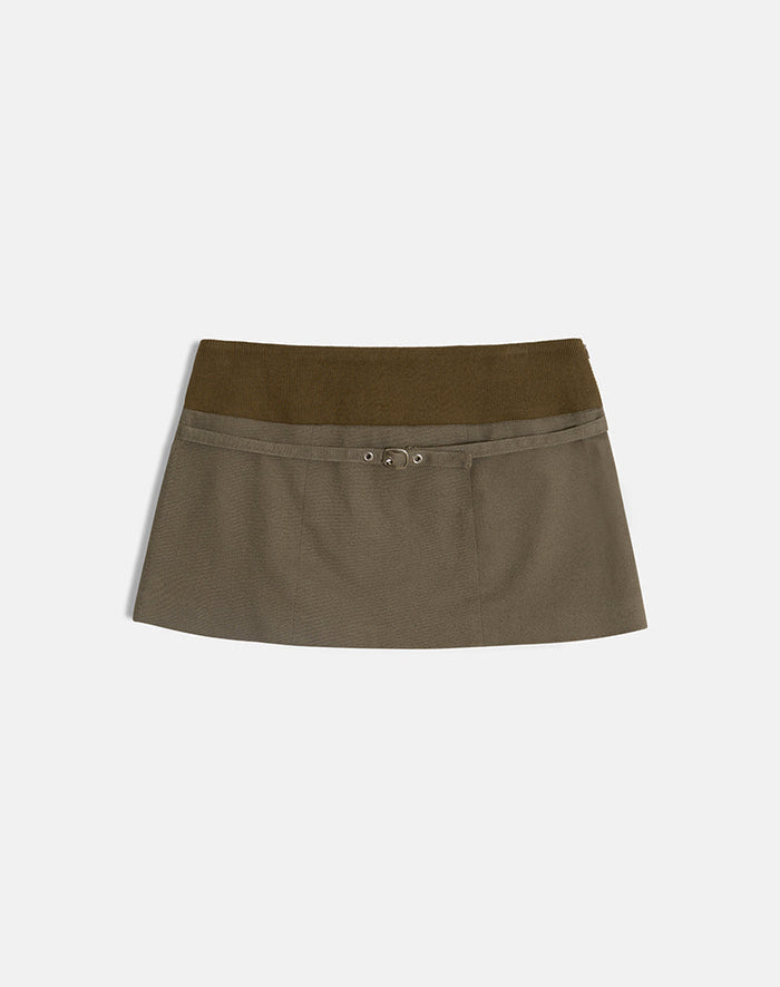 Image of Desau Mini Skirt in Twill Khaki