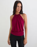 Image of Diraka High Neck Top in Rayon Jersey Burgundy