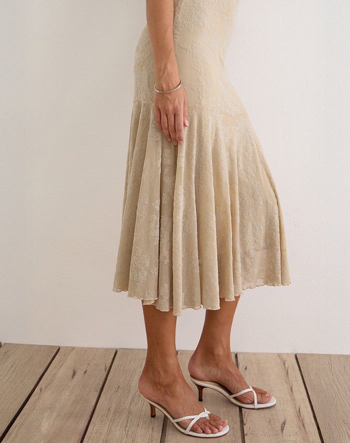 Image of Disini Midi Dress in Moss Petal Coconut Milk