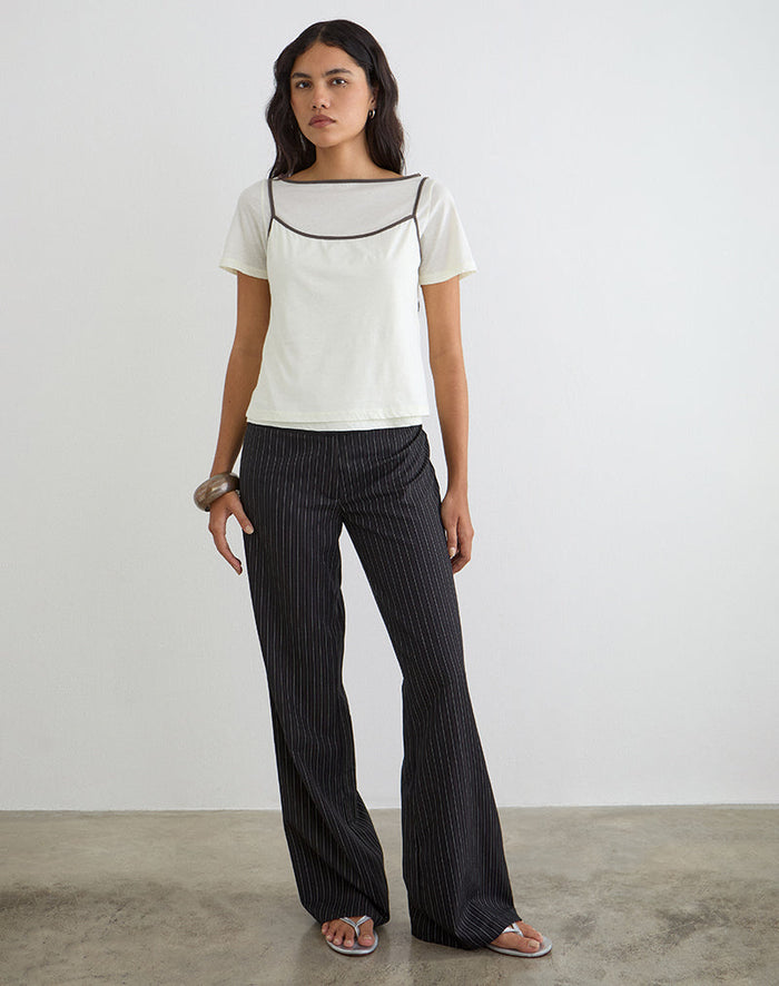 Image of Dolman Tee in Vanilla Ice with Walnut Binding