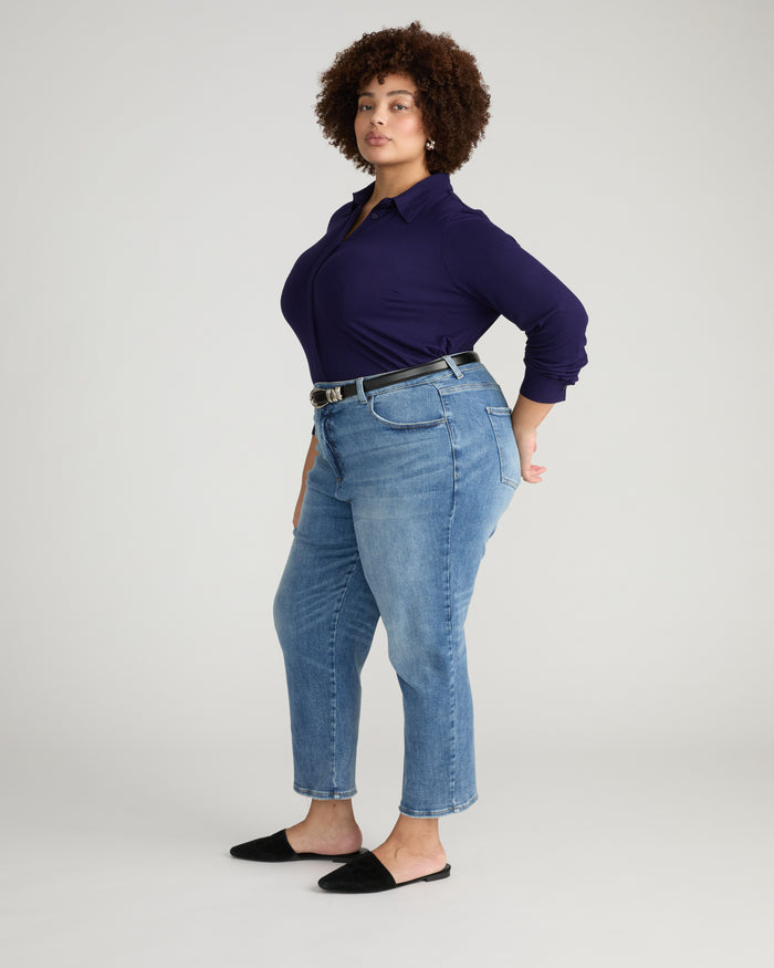 Donna High Rise Curve Straight Leg Jeans 27 Inch - Calabasas Blue | Plus Size & Straight Size Women's Fashion | Universal Standard