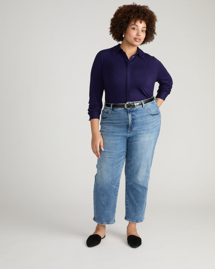 Donna High Rise Curve Straight Leg Jeans 27 Inch - Calabasas Blue | Plus Size & Straight Size Women's Fashion | Universal Standard