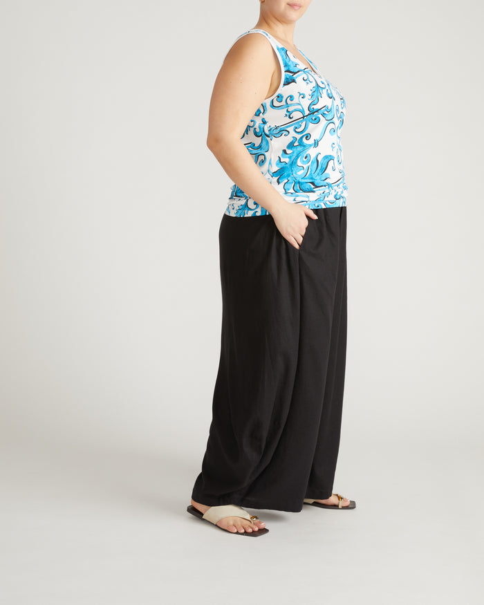 Double V Tank - Blue Majolica Print | Plus Size & Straight Size Women's Fashion | Universal Standard