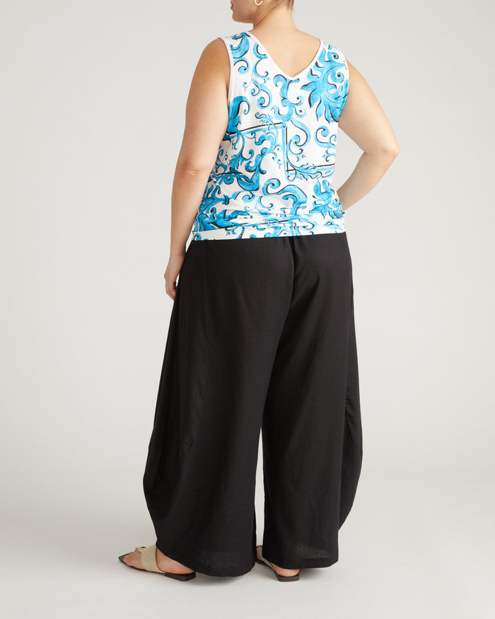 Double V Tank - Blue Majolica Print | Plus Size & Straight Size Women's Fashion | Universal Standard
