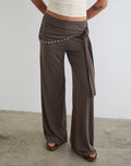 Image of Dovina Trouser in Cupro Dark Brown