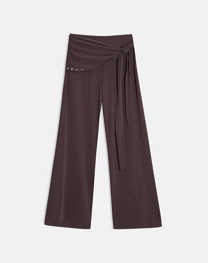 Image of Dovina Trouser in Cupro Dark Brown