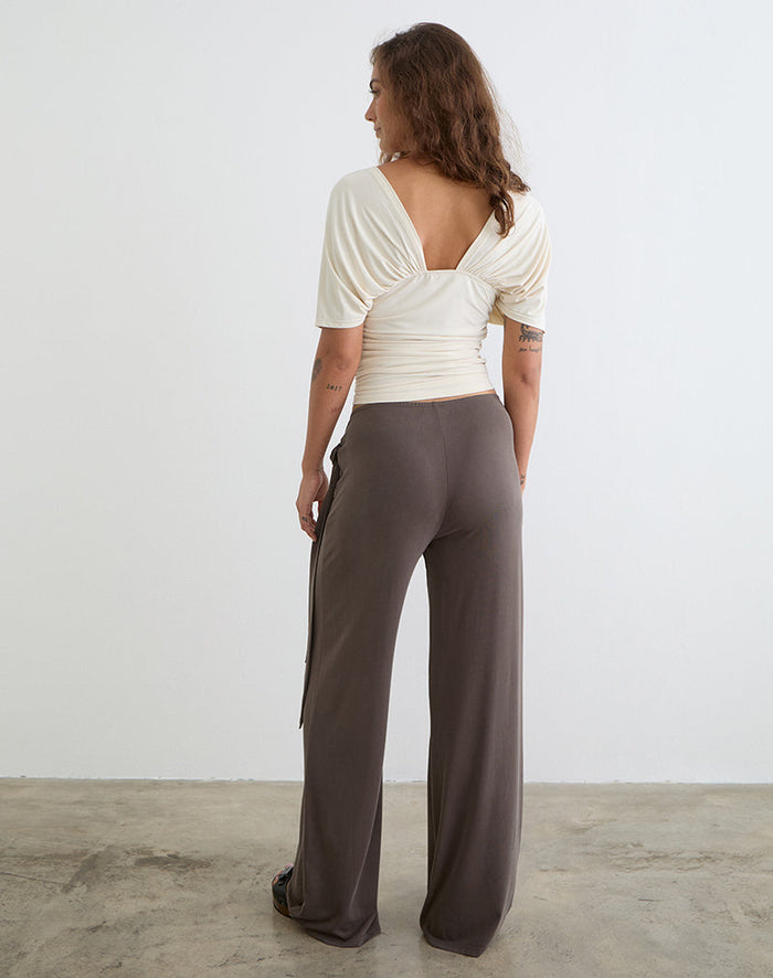 Image of Dovina Trouser in Cupro Dark Brown