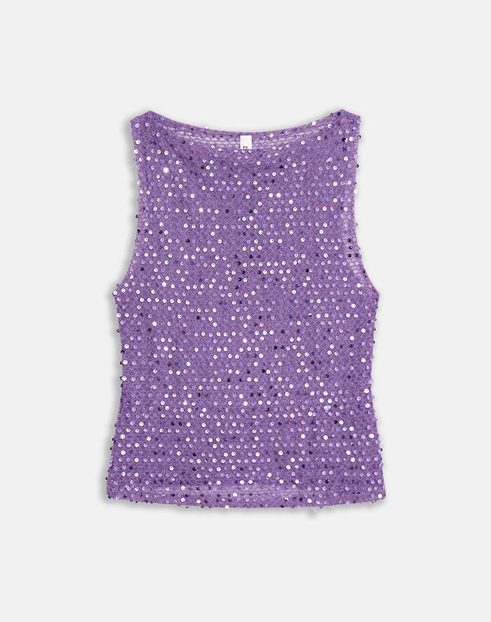 Image of Dudley Vest Top in Sequin Knit Purple