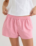 Image of East Boxer Short in Mini Gingham Peach