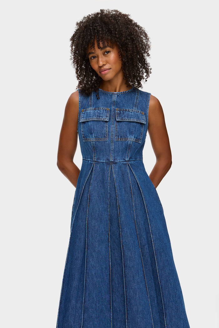 ED Cherish Midi Denim Dress