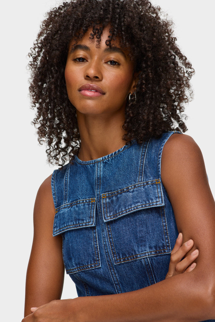 ED Cherish Midi Denim Dress