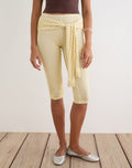 Image of Effy Tie Side Capri in Butter Yellow with Micro Polka Dots