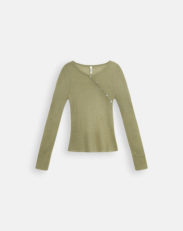 Image of Elanur Long Sleeve Top in Sheer Knit Sage Green