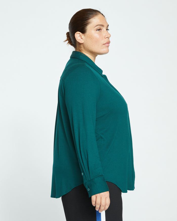 Elbe Liquid Jersey Shirt Classic Fit - Forest Green | Plus Size & Straight Size Women's Fashion | Universal Standard