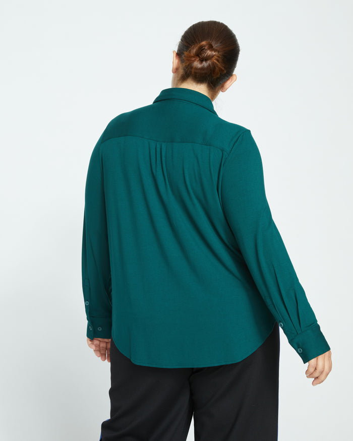 Elbe Liquid Jersey Shirt Classic Fit - Forest Green | Plus Size & Straight Size Women's Fashion | Universal Standard