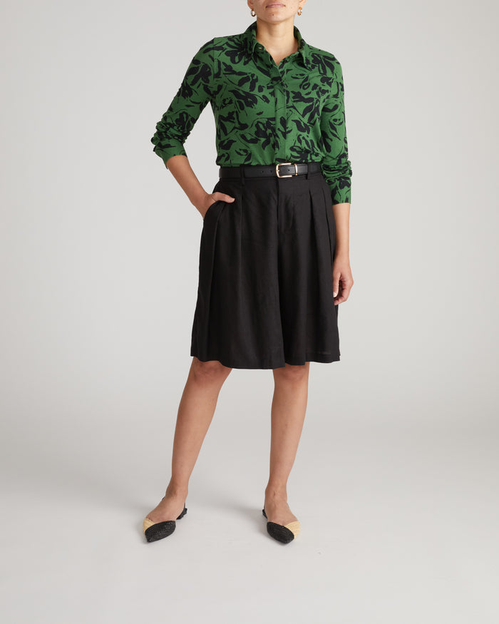 Elbe Liquid Jersey Shirt Classic Fit - Green Sgraffito Print | Plus Size & Straight Size Women's Fashion | Universal Standard