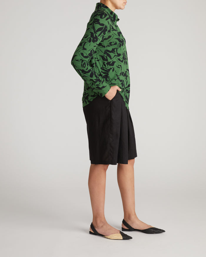Elbe Liquid Jersey Shirt Classic Fit - Green Sgraffito Print | Plus Size & Straight Size Women's Fashion | Universal Standard