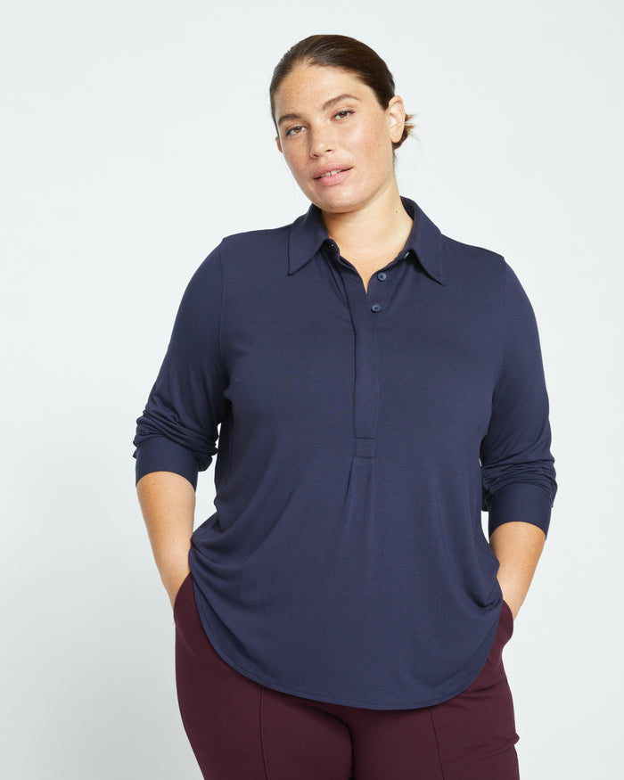 Elbe Popover Liquid Jersey Shirt Classic Fit - Midnight | Plus Size & Straight Size Women's Fashion | Universal Standard