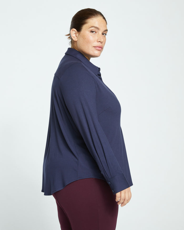 Elbe Popover Liquid Jersey Shirt Classic Fit - Midnight | Plus Size & Straight Size Women's Fashion | Universal Standard