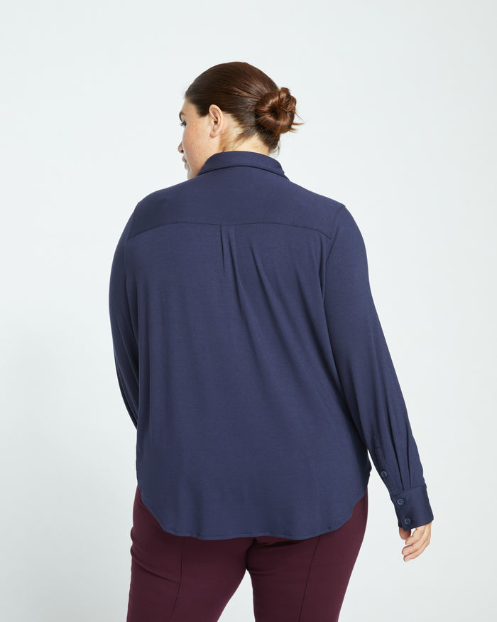 Elbe Popover Liquid Jersey Shirt Classic Fit - Midnight | Plus Size & Straight Size Women's Fashion | Universal Standard