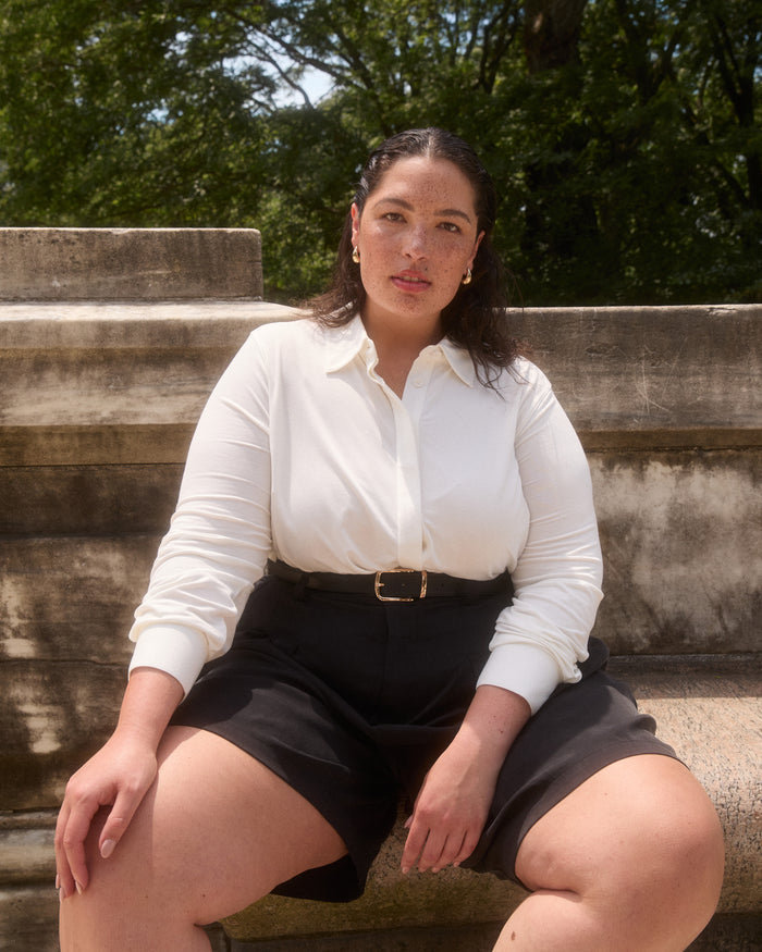 Elbe Popover Liquid Jersey Shirt Classic Fit - White | Plus Size & Straight Size Women's Fashion | Universal Standard