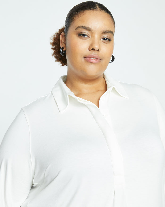 Elbe Popover Liquid Jersey Shirt Classic Fit - White | Plus Size & Straight Size Women's Fashion | Universal Standard