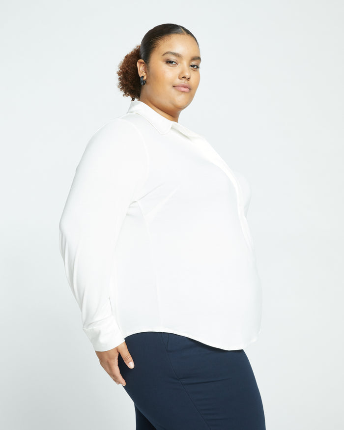 Elbe Popover Liquid Jersey Shirt Classic Fit - White | Plus Size & Straight Size Women's Fashion | Universal Standard