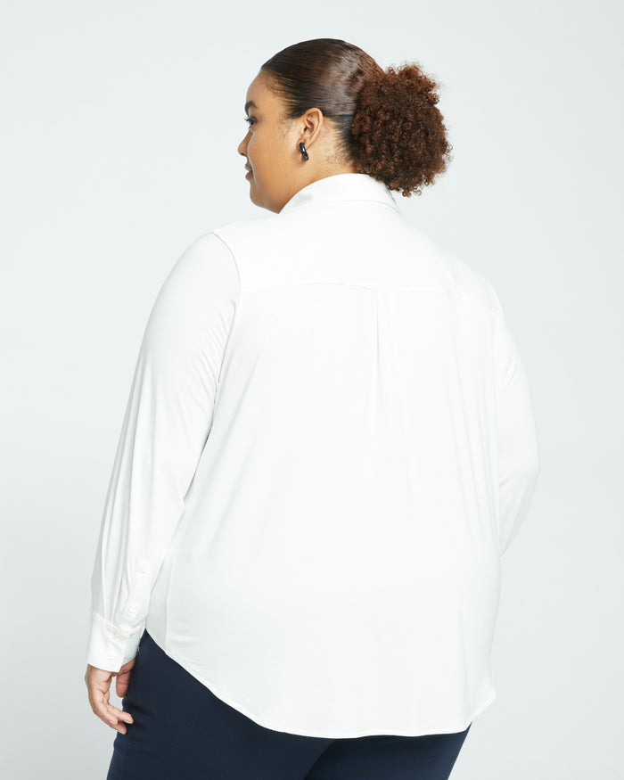 Elbe Popover Liquid Jersey Shirt Classic Fit - White | Plus Size & Straight Size Women's Fashion | Universal Standard