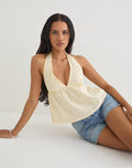 Image of Eldana Halterneck Top in Poplin Buttermilk