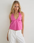 Image of Eldana Halterneck Top in Poplin Pink Rose