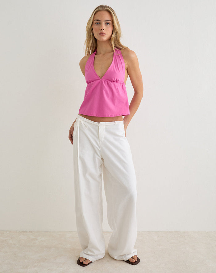 Image of Eldana Halterneck Top in Poplin Pink Rose