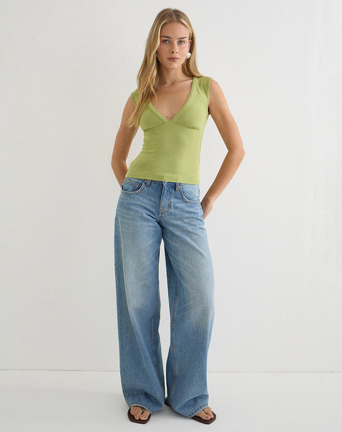 Image of Emberly Plunge Top in Apple Green
