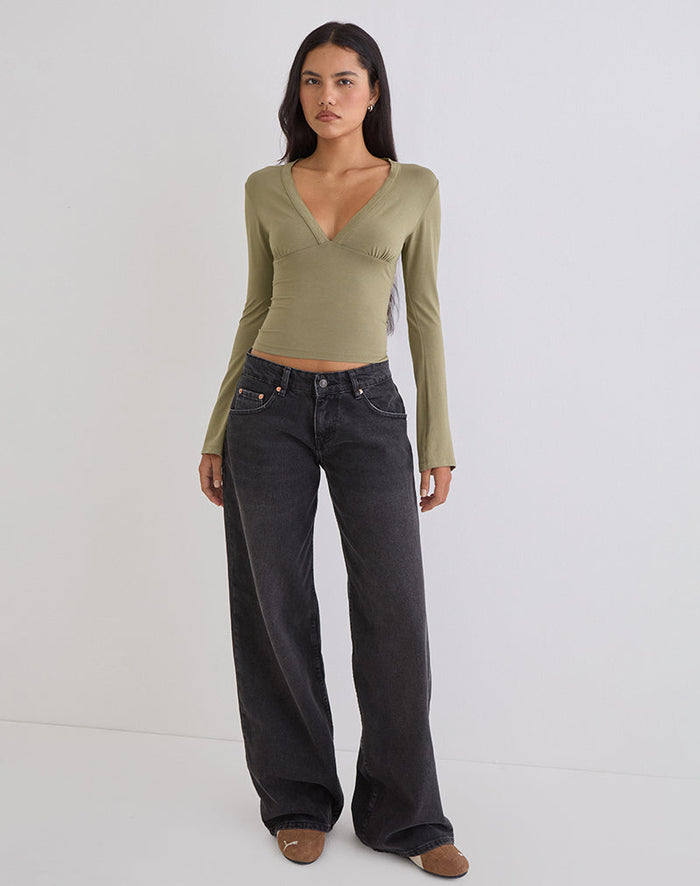 Image of Emesy Long Sleeve Top in Khaki