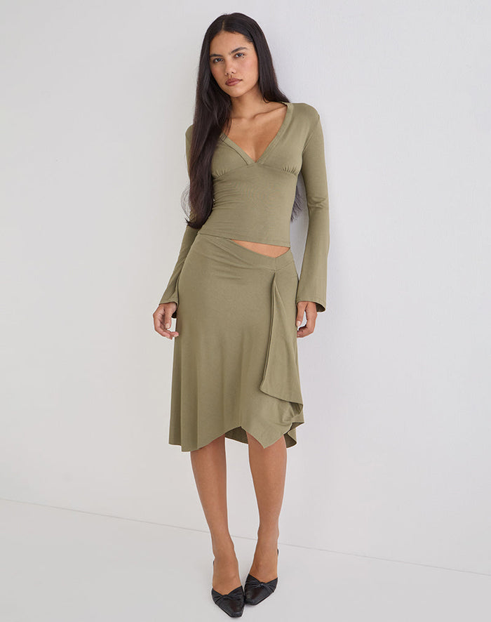 Image of Emesy Long Sleeve Top in Khaki