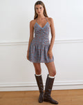Image of Emika Mini Dress in Shadow Blossom Blue Chiffon