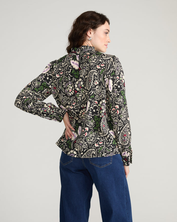 Endora Stretch Cupro Blouse - Black Forest Print | Plus Size & Straight Size Women's Fashion | Universal Standard