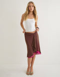 Image of Erinhadi Midi Skirt in Mesh Brown with Hot Pink Lining