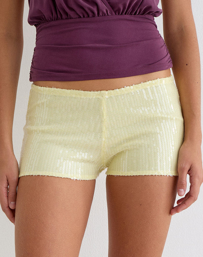 Image of Erna Micro Short in Clear Sequin Yellow