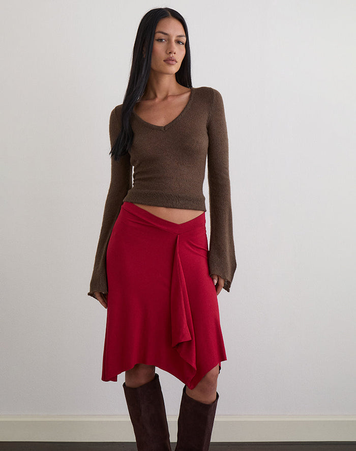 Image of Esmeray Midi Skirt in Adrenaline Red