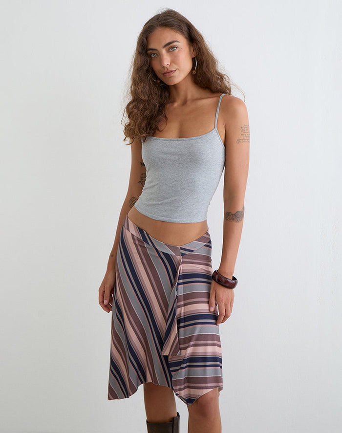 Image of Esmeray Midi Skirt in Mixed Stripe Brown