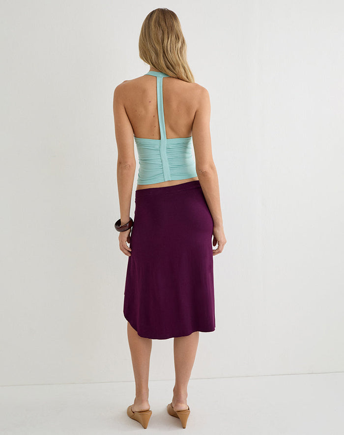 Image of Esmeray Midi Skirt in Rayon Jersey Fig