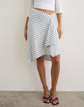 Image of Esmeray Midi Skirt in Rayon Jersey Grey and White Stripes